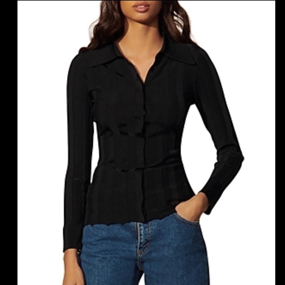SANDRO Aurel Ribbed Collared Cardigan - Picture 2 of 13
